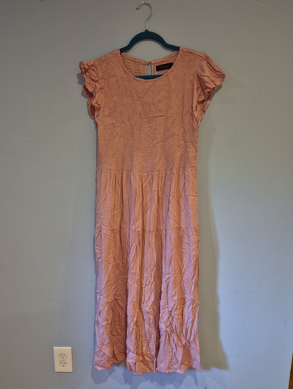 Light Pink Ruffled Sleeve Maxi Dress